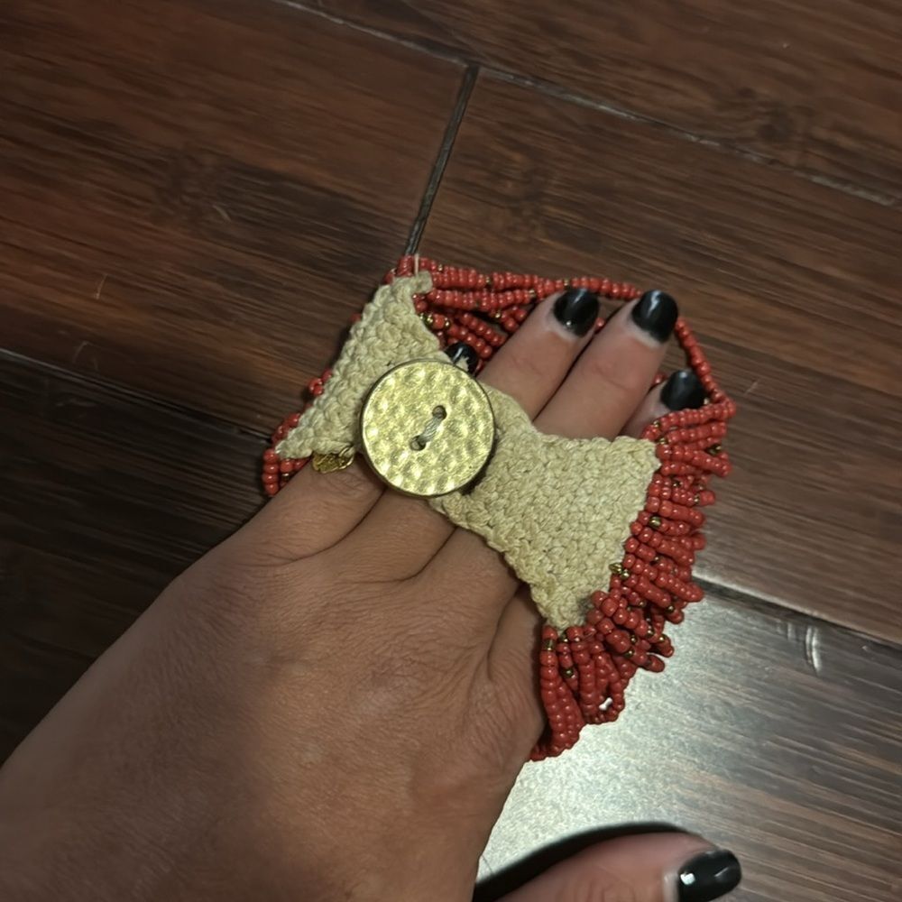 Red Beaded Bracelet With Button Closure - Beautif… - image 3